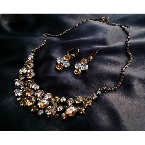 Rare Find Vintage SORRELLI Super Sparkling Signed Dark Amber Clear Smoky Rhinest - Picture 1 of 5